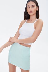 GREEN/WHITE Striped Mini Skirt, image 1