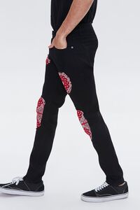 BLACK/RED Bandana-Patch Skinny Jeans, image 3