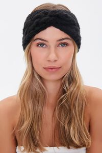 BLACK Twisted Cable Knit Headwrap, image 1