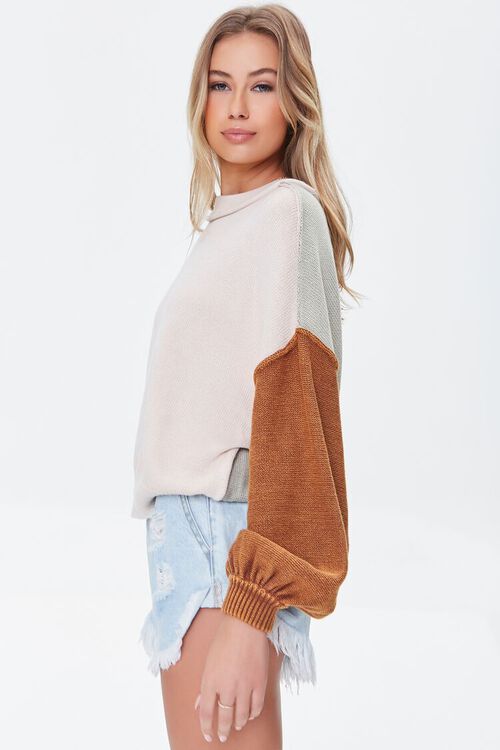 SAND/MULTI Colorblock Inverted-Seam Sweater, image 3