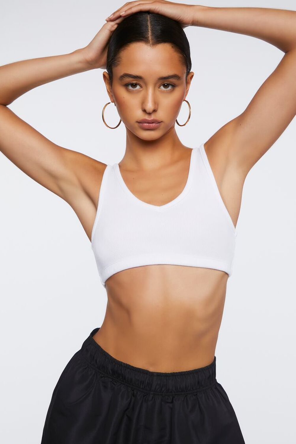 WHITE Ribbed Cropped Tank Top, image 1