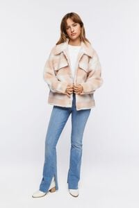 DUSTY PINK/CREAM Faux Fur Plaid Jacket, image 4
