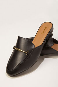 BLACK Faux Leather Loafer Mules, image 3
