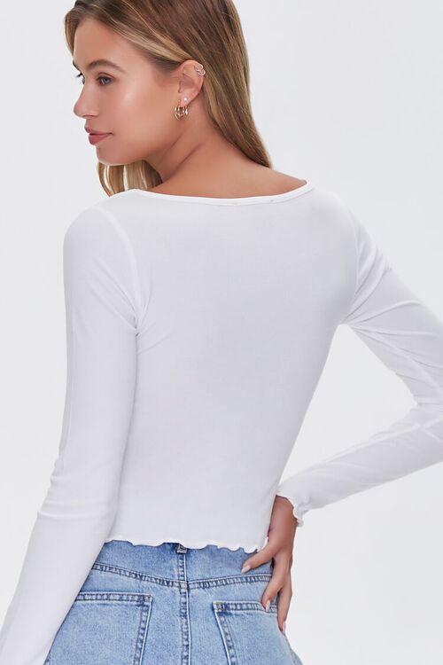IVORY Lettuce-Edge Ribbed Top, image 3