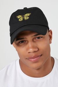 BLACK/YELLOW Butterfly Embroidered Graphic Dad Cap, image 1