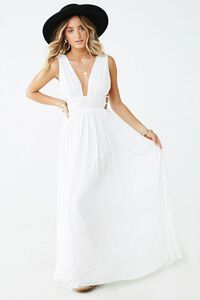 WHITE Plunging Maxi Dress, image 4