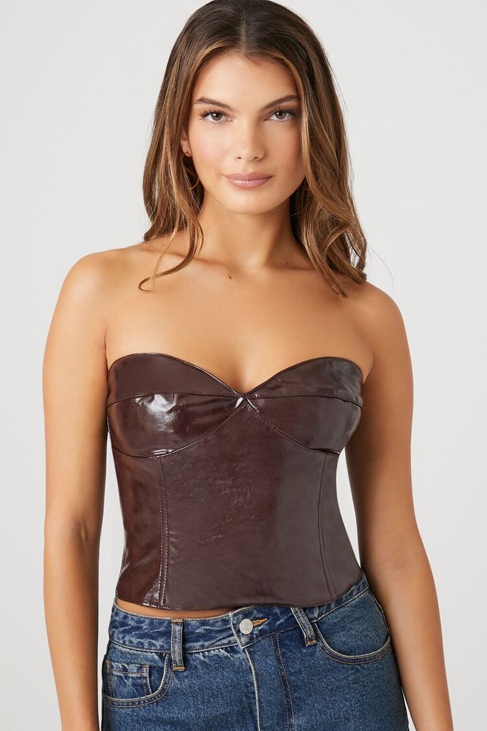 Faux Leather Sweetheart Tube Top