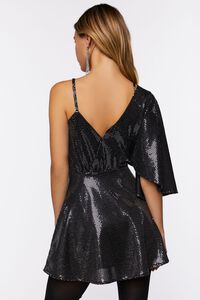 BLACK/SILVER Sequin Asymmetrical Mini Dress, image 3