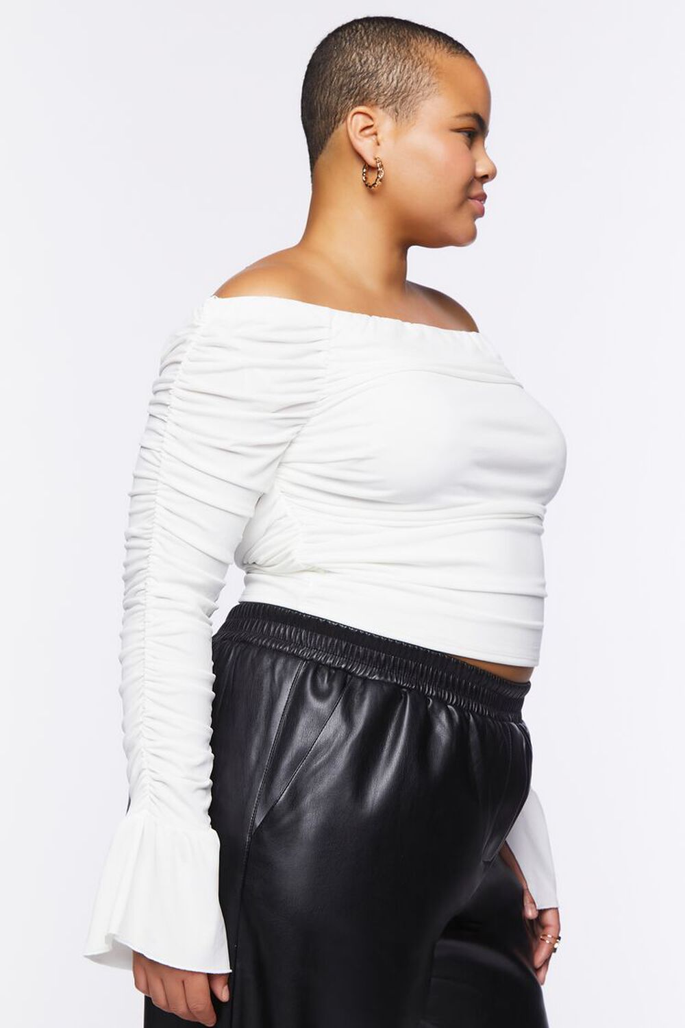 VANILLA Plus Size Ruched Off-the-Shoulder Top, image 2