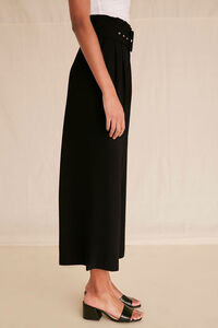 BLACK High-Rise Belted Palazzo Pants, image 3