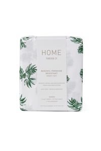 WHITE/GREEN Tropical Leaf Print Queen-Sized Sheet Set, image 6