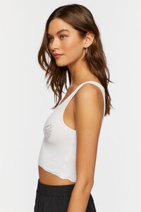 WHITE/SILVER Studded Cross Cropped Tank Top, image 2