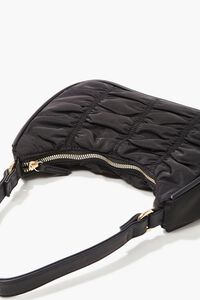 BLACK Ruched Baguette Shoulder Bag, image 3