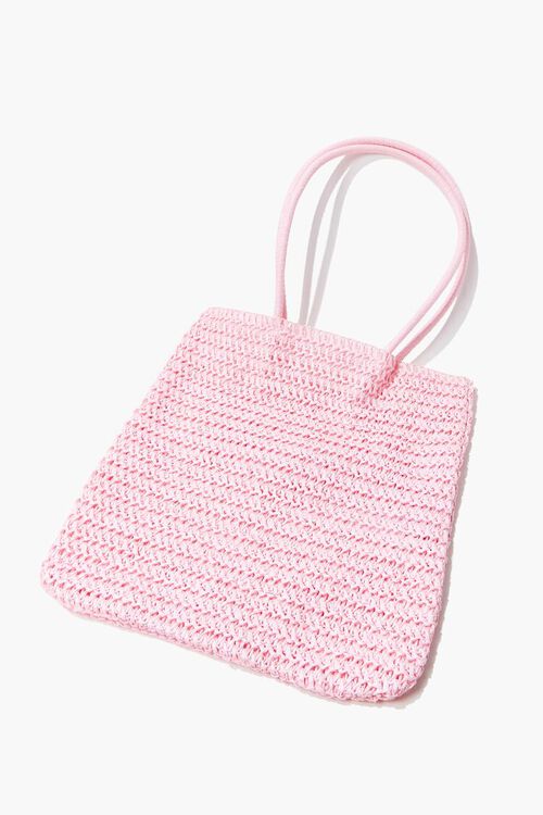 PINK Basketwoven Tote Bag, image 1