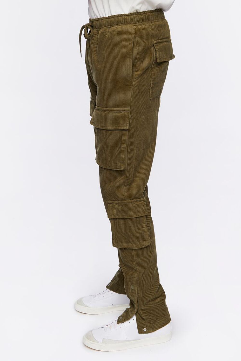 Corduroy Button-Hem Slim-Fit Pants, image 3