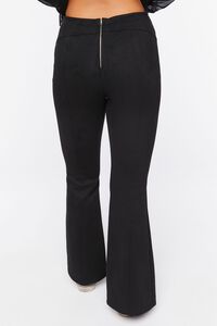 BLACK Faux Suede Split-Hem Flare Pants, image 4