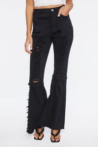 BLACK Distressed High-Rise Flare Jeans, image 2