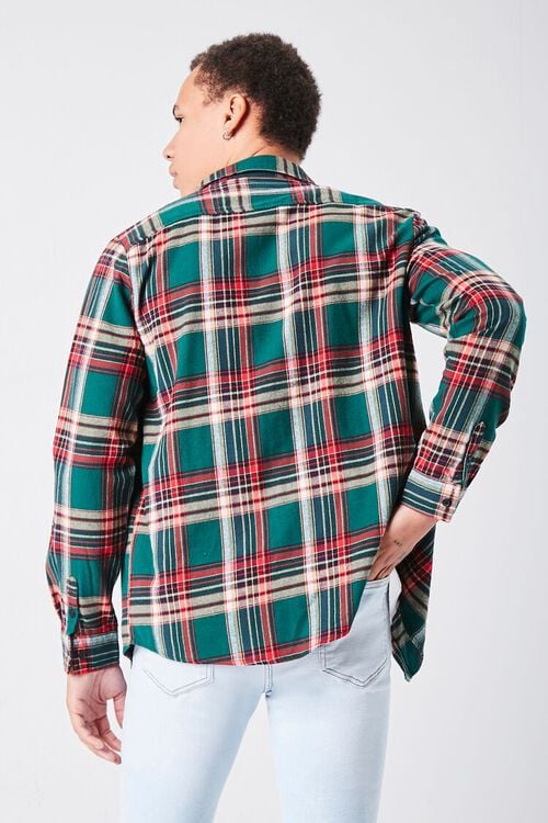 GREEN/MULTI Plaid Button-Front Flannel Shirt, image 3