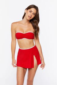 HIGH RISK RED Contrast-Trim Swim Cover-Up Skirt, image 1