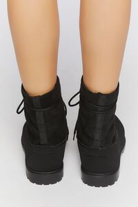 BLACK Faux Suede Lace-Up Booties, image 3