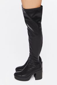 BLACK Faux Leather Over-Knee High Boots, image 2