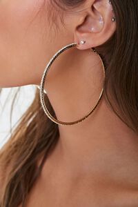 GOLD Oversized Rhinestone Hoop Earrings, image 2