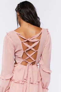 BLUSH Ruffle Lace-Back Mini Dress, image 7