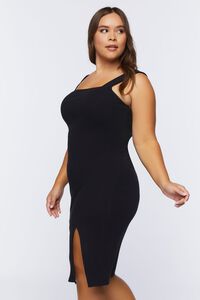 BLACK Plus Size Bodycon Slit Dress, image 2