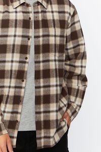 BROWN/WHITE Plaid Long-Sleeve Flannel Shirt, image 5