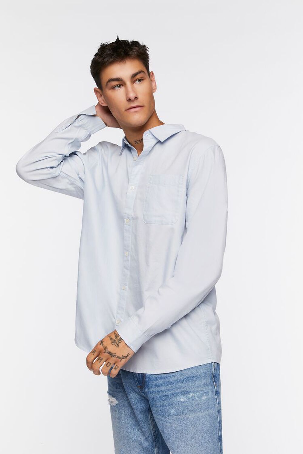 LIGHT BLUE Cotton Button-Up Shirt, image 1