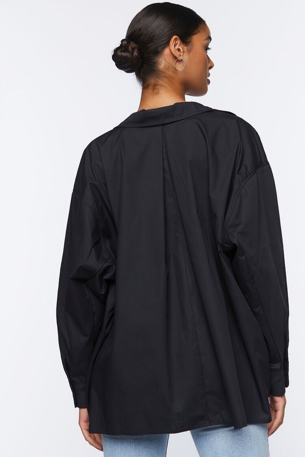 BLACK Oversized Poplin Shirt, image 3