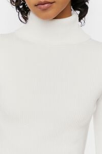 WHITE Ribbed Turtleneck Sweater-Knit Top, image 5