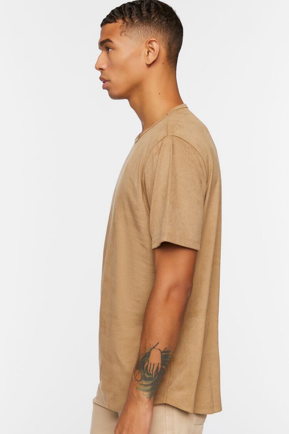 BROWN Faux Suede Curved Tee, image 2