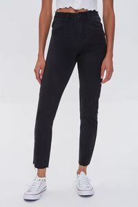 WASHED BLACK Essentials High-Rise Frayed Jeans, image 2