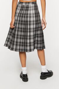 BLACK/MULTI Pleated Plaid Midi Skirt, image 4