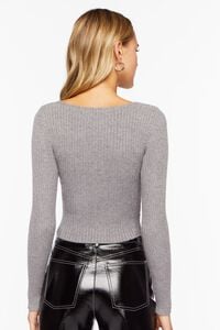STEEPLE GREY Marled Sweetheart Sweater-Knit Crop Top, image 3