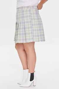 LIGHT GREEN/MULTI Plus Size Plaid A-Line Skirt, image 3