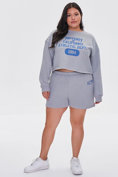 HEATHER GREY/BLUE Plus Size Property of California Pullover, image 4