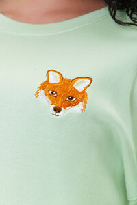 PISTACHIO/MULTI Plus Size Embroidered Fox Sweatshirt, image 5
