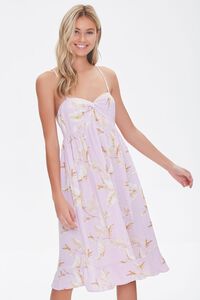 LAVENDER/MULTI Leaf Print Sweetheart Dress, image 1