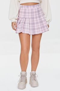 LIGHT PINK/MULTI Lace-Up Plaid Mini Skirt, image 2