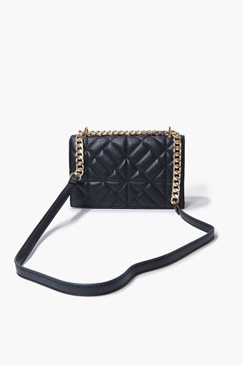 BLACK Quilted Faux Leather Crossbody Bag, image 1