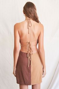 BROWN/LIGHT BROWN Colorblock Halter Mini Dress, image 3