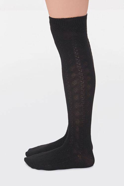 BLACK Over-the-Knee Pointelle Socks, image 2