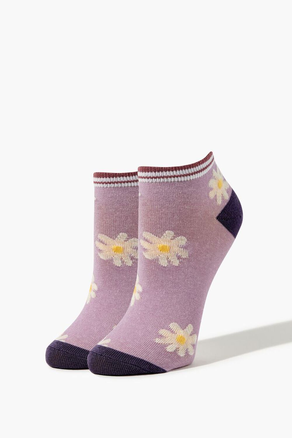 Striped Floral Print Ankle Socks, image 1