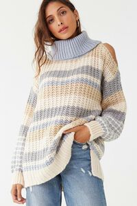 Striped Knit Turtleneck Sweater