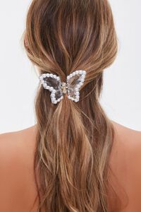 CLEAR Faux Pearl Butterfly Claw Clip, image 1