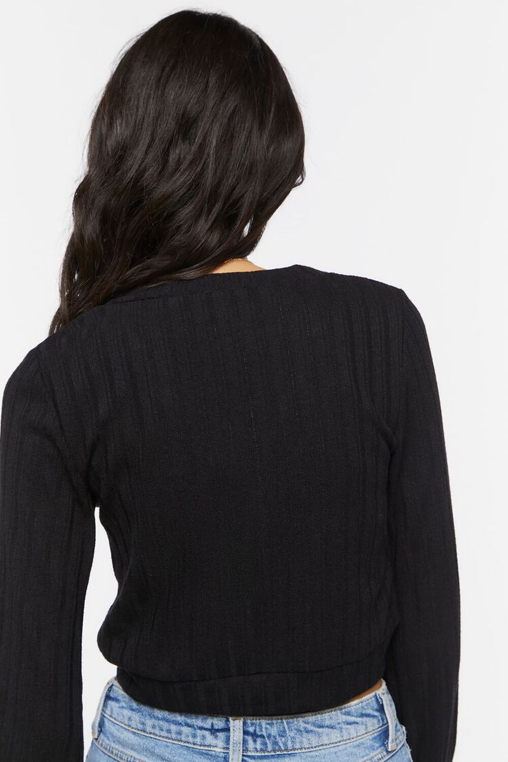 BLACK Cropped Cardigan Sweater, image 3