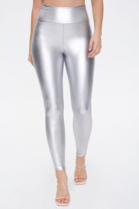 SILVER Faux Leather High-Rise Leggings, image 2