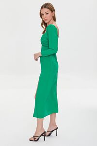 GREEN Shirred Midi Slit Dress, image 2